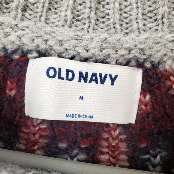 Cozy Fair Isle Blouson-Sleeve Sweater, Old Navy, Women's M, Gray - Picture 8 of 9